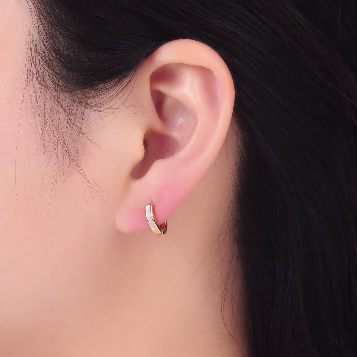 Gold Filled Pearl Cartilage Huggie Earrings