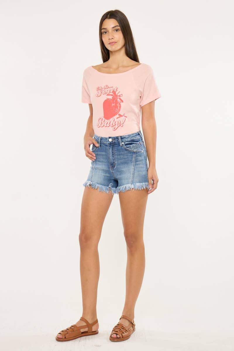 Medium High Rise Denim Shorts