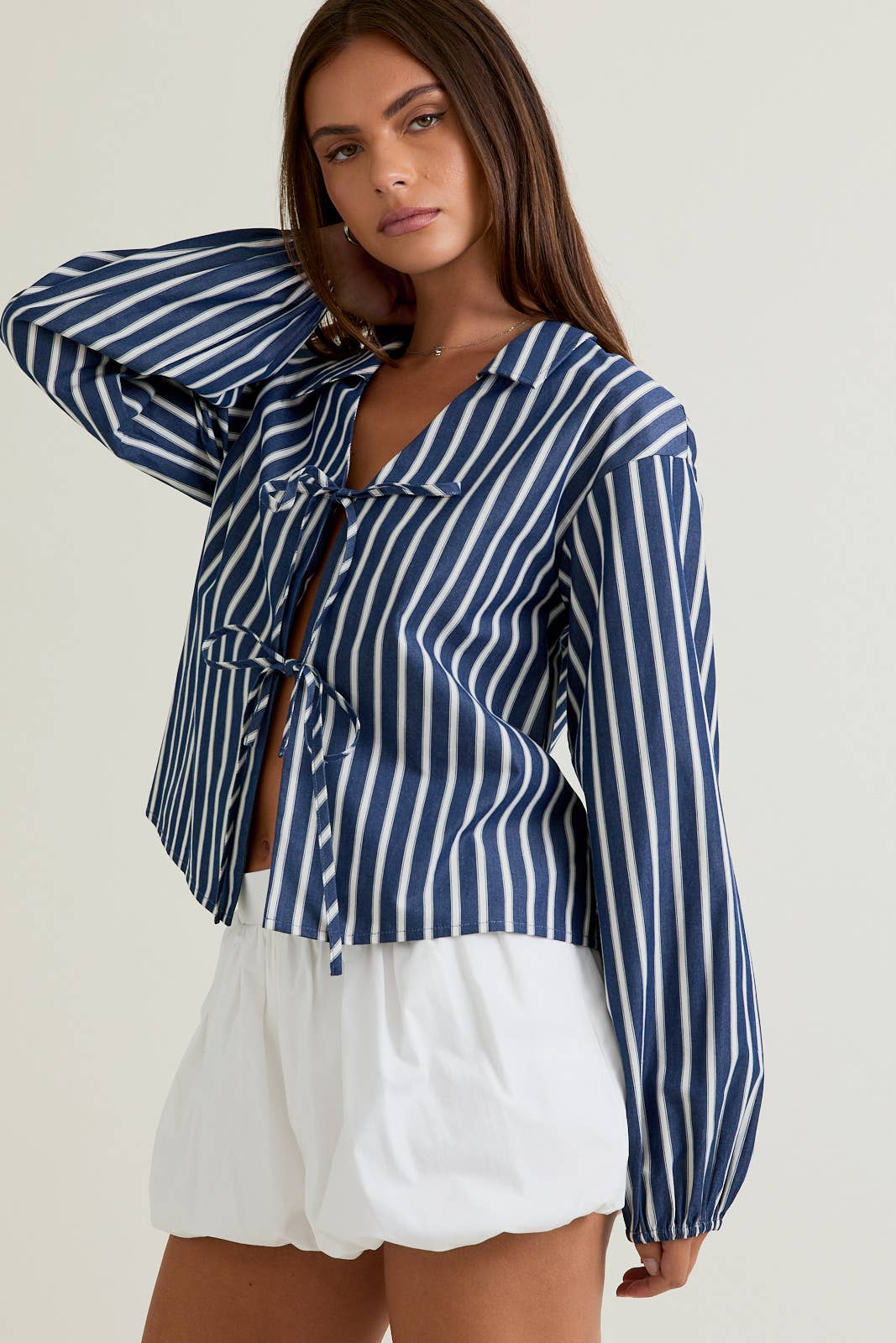NAVY TIE TOP