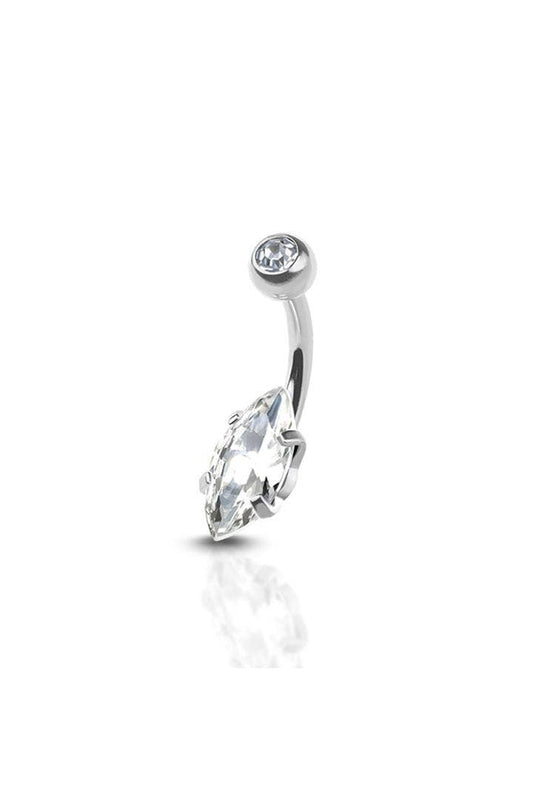 Marquise Belly Button Ring: Silver