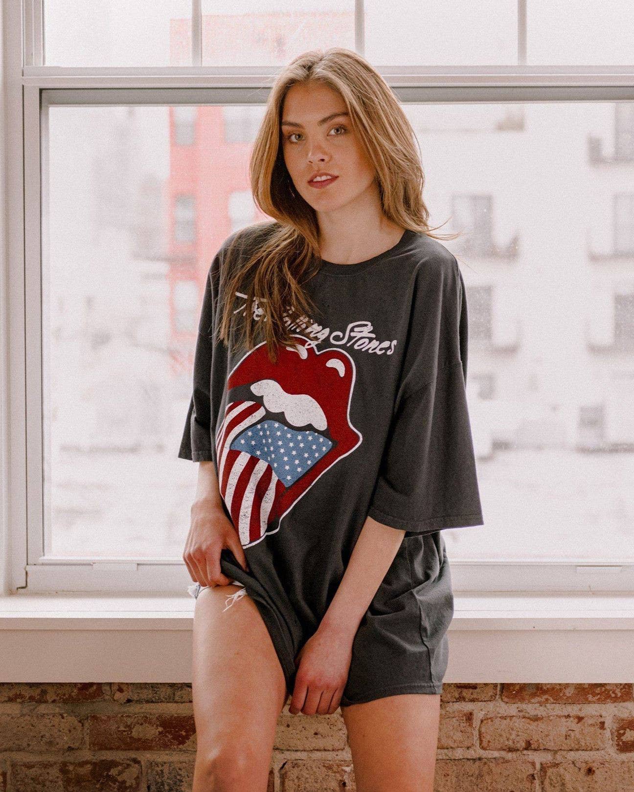 Rolling Stones USA Flag Distressed Tee