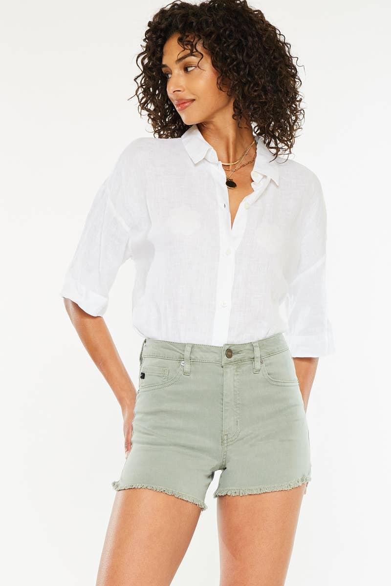 Olive High Rise Stretch Shorts