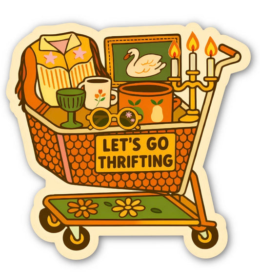 Let’s Go Thrifting Shopping Cart Sticker