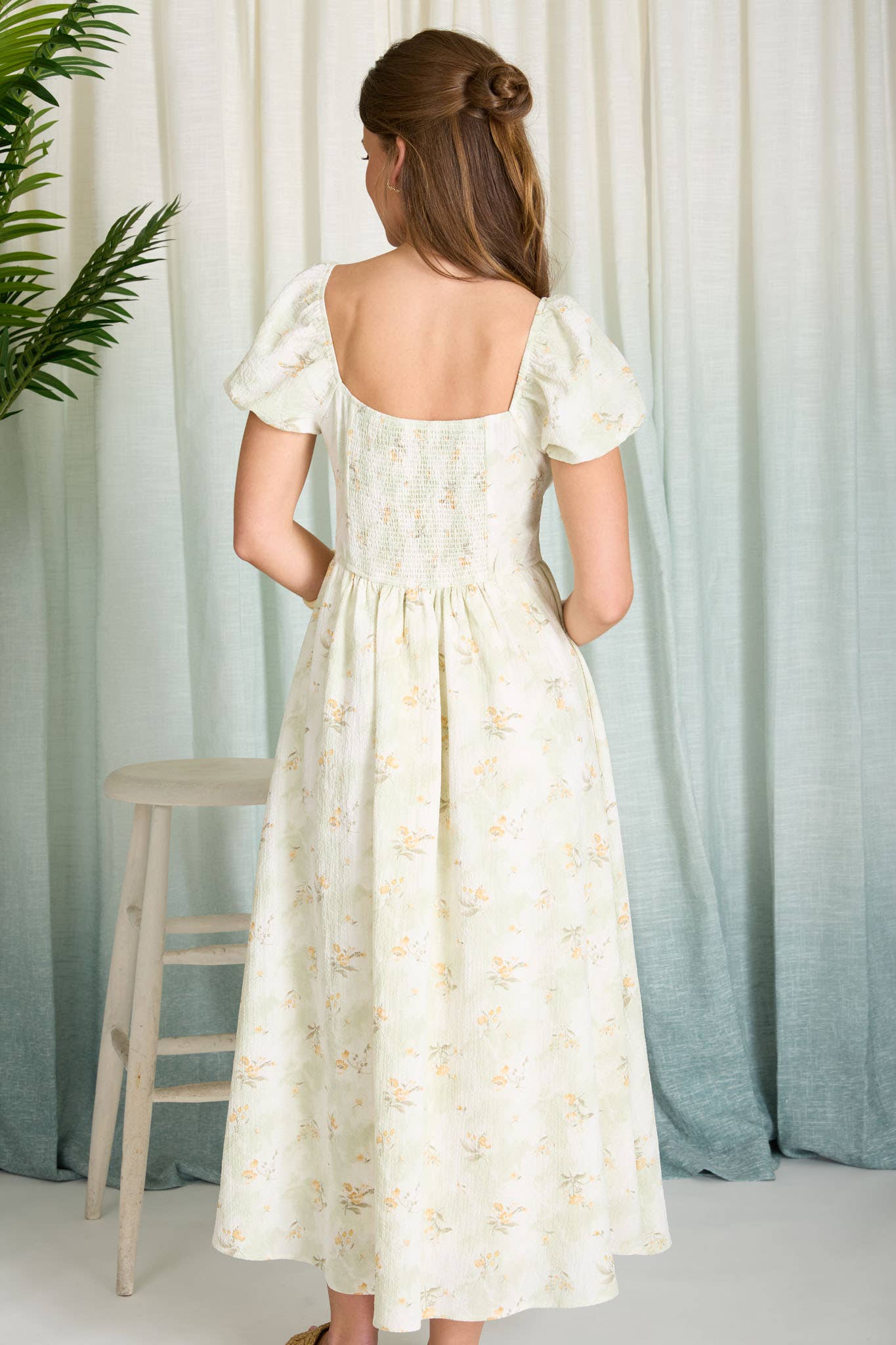 FLORAL SWEETHEART CORSET MIDI DRESS