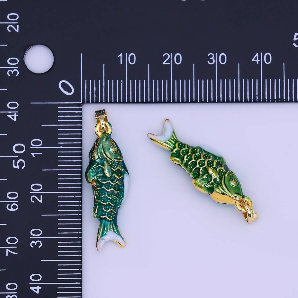 24K Green Fish Charm