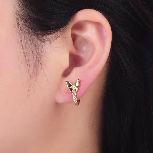 Dainty 24K Gold Butterfly Huggies