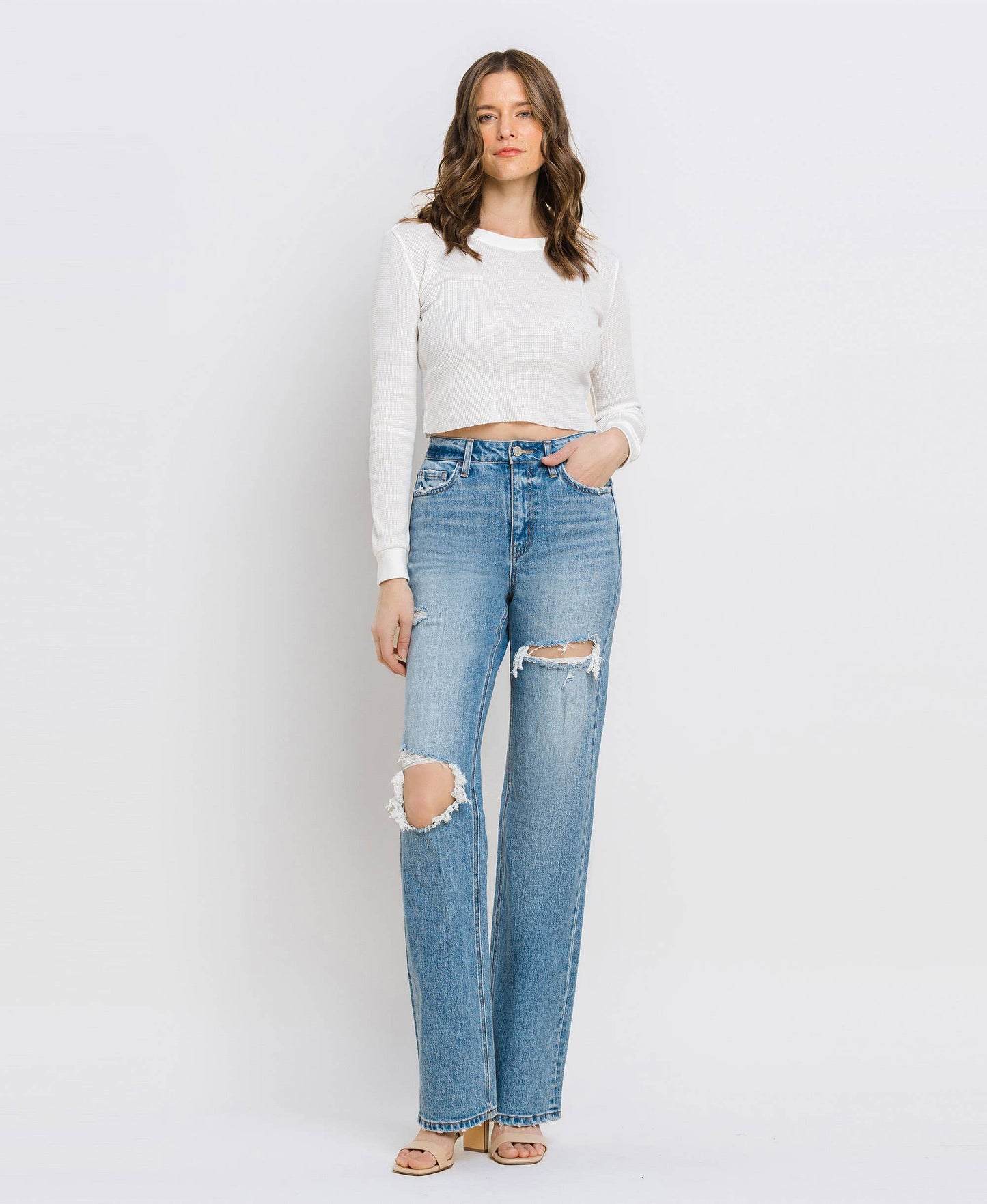 JOSIE DISTRESSED STRAIGHT JEANS