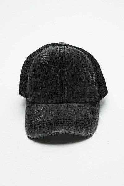 DISTRESS BASEBALL CAP WASHED BLACK