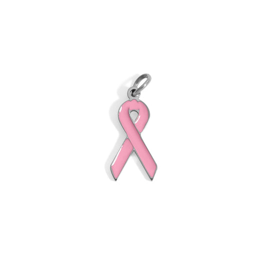 Breast Cancer Pink Ribbon Charm: Stainless