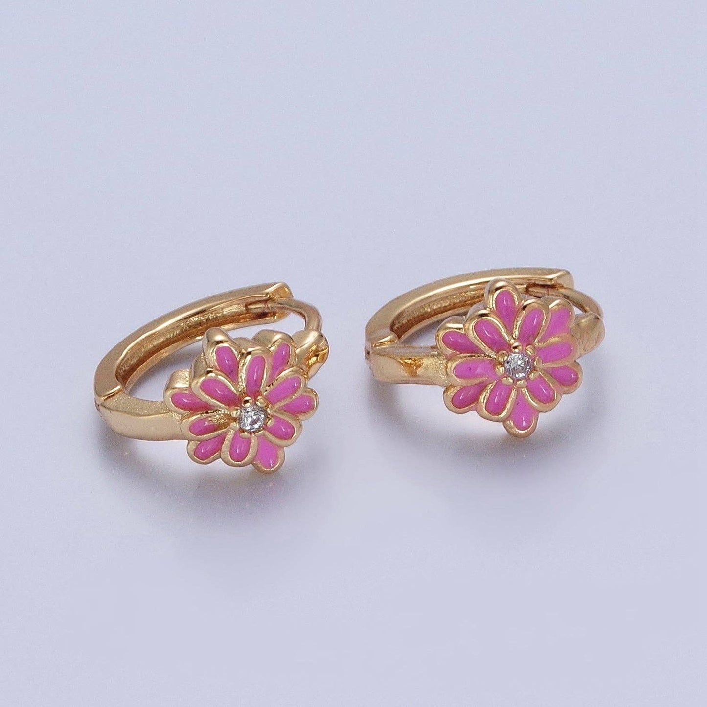 24K Gold Filled Flower Huggie Earrings