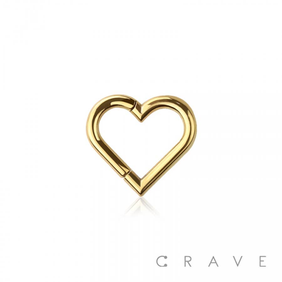 SURGICAL STEEL HINGED DAITH HEART: GOLD