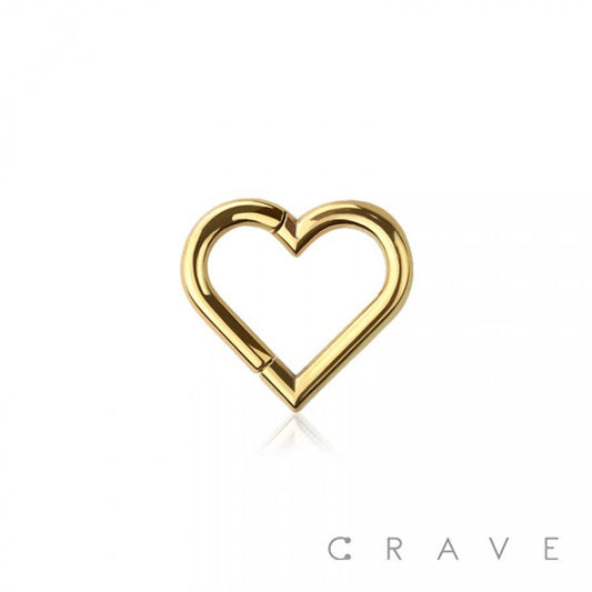 SURGICAL STEEL HINGED DAITH HEART: GOLD