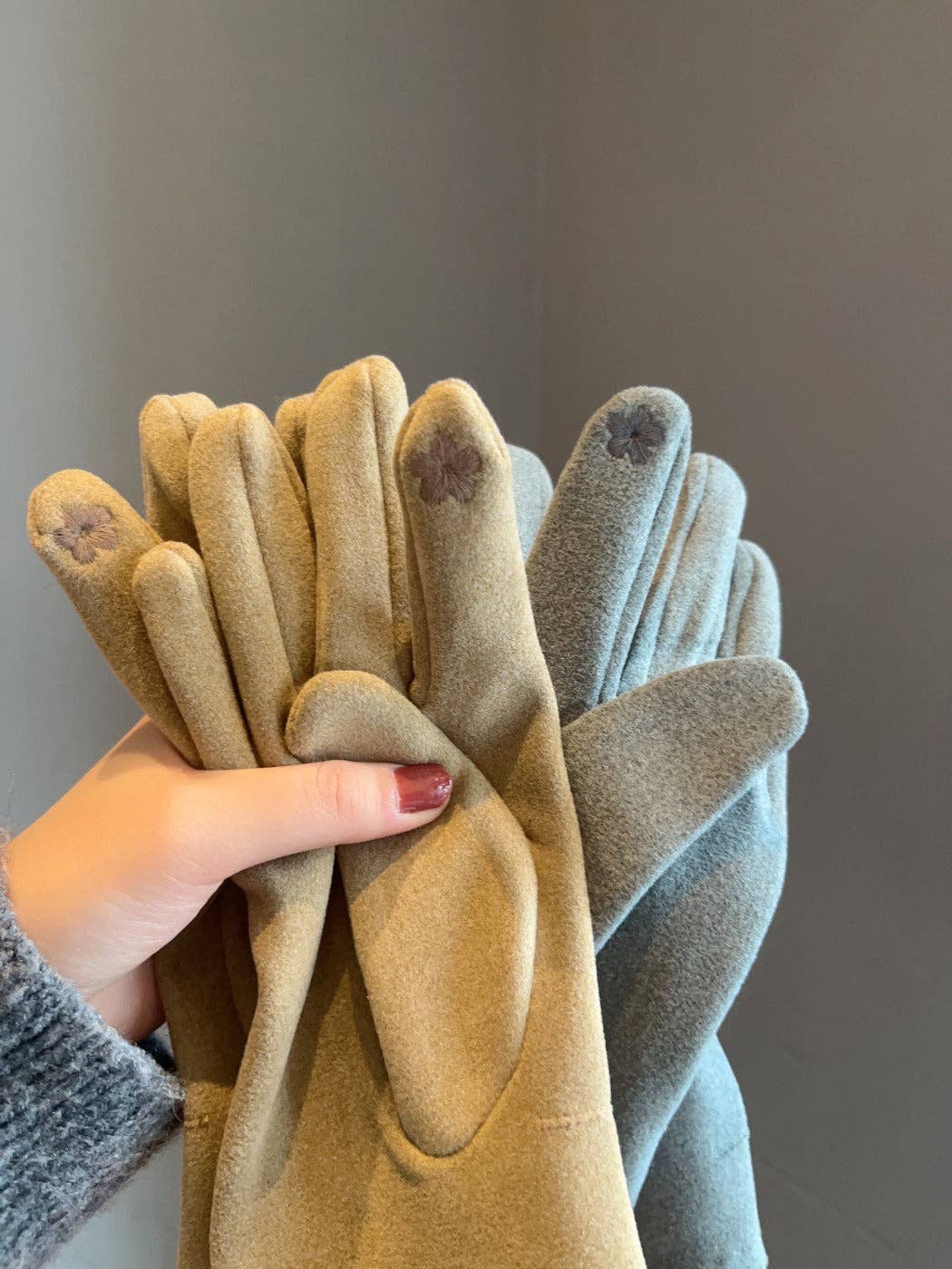Touchscreen Gloves with bow: Grey