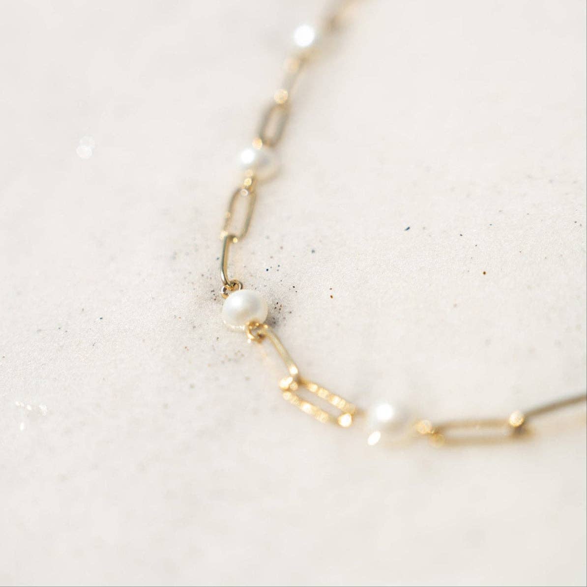 Pearl Paperclip Charm Bracelet