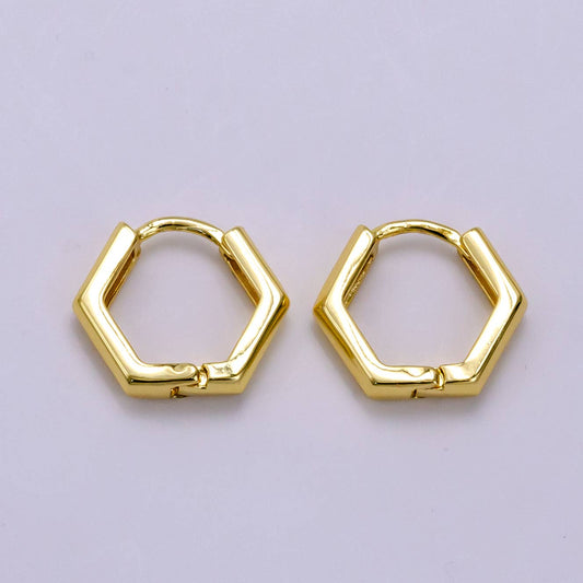 Hexagon Huggie Earrings