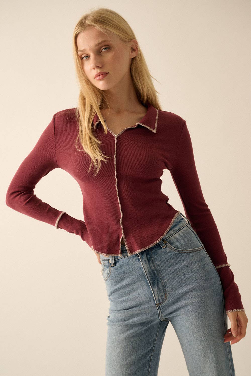 Collared Rose Top