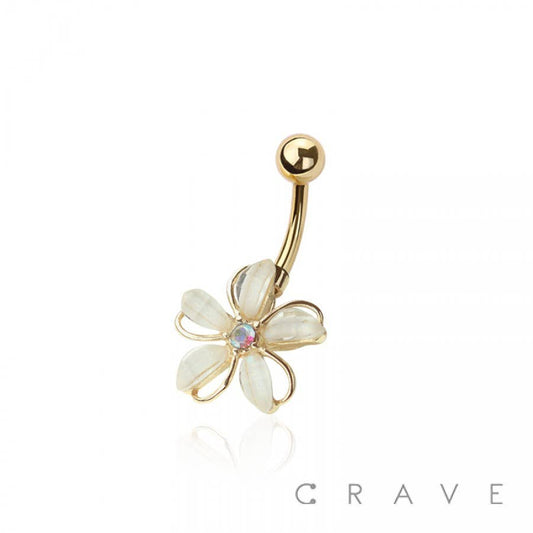 PLUMERIA FLOWER BELLY RING: GOLD