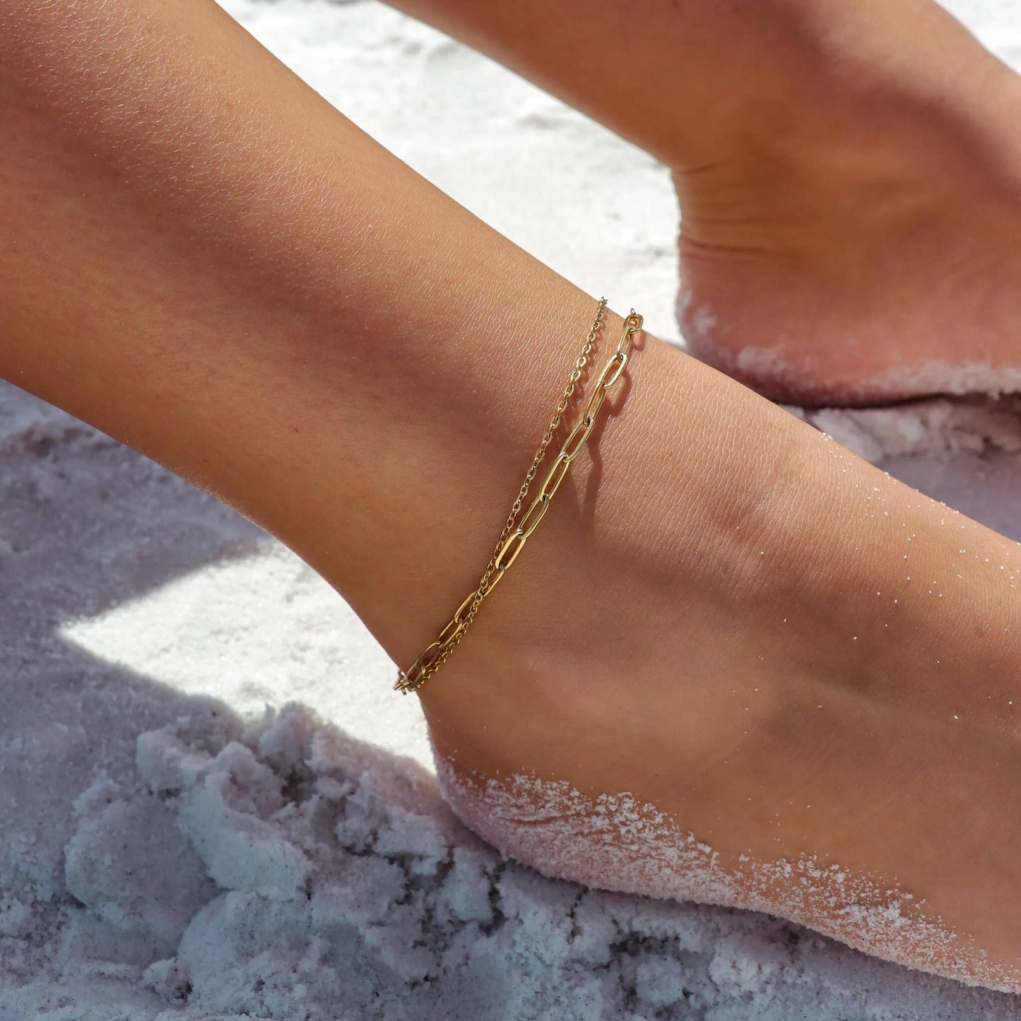 2 Row Paperclip Chain Anklet