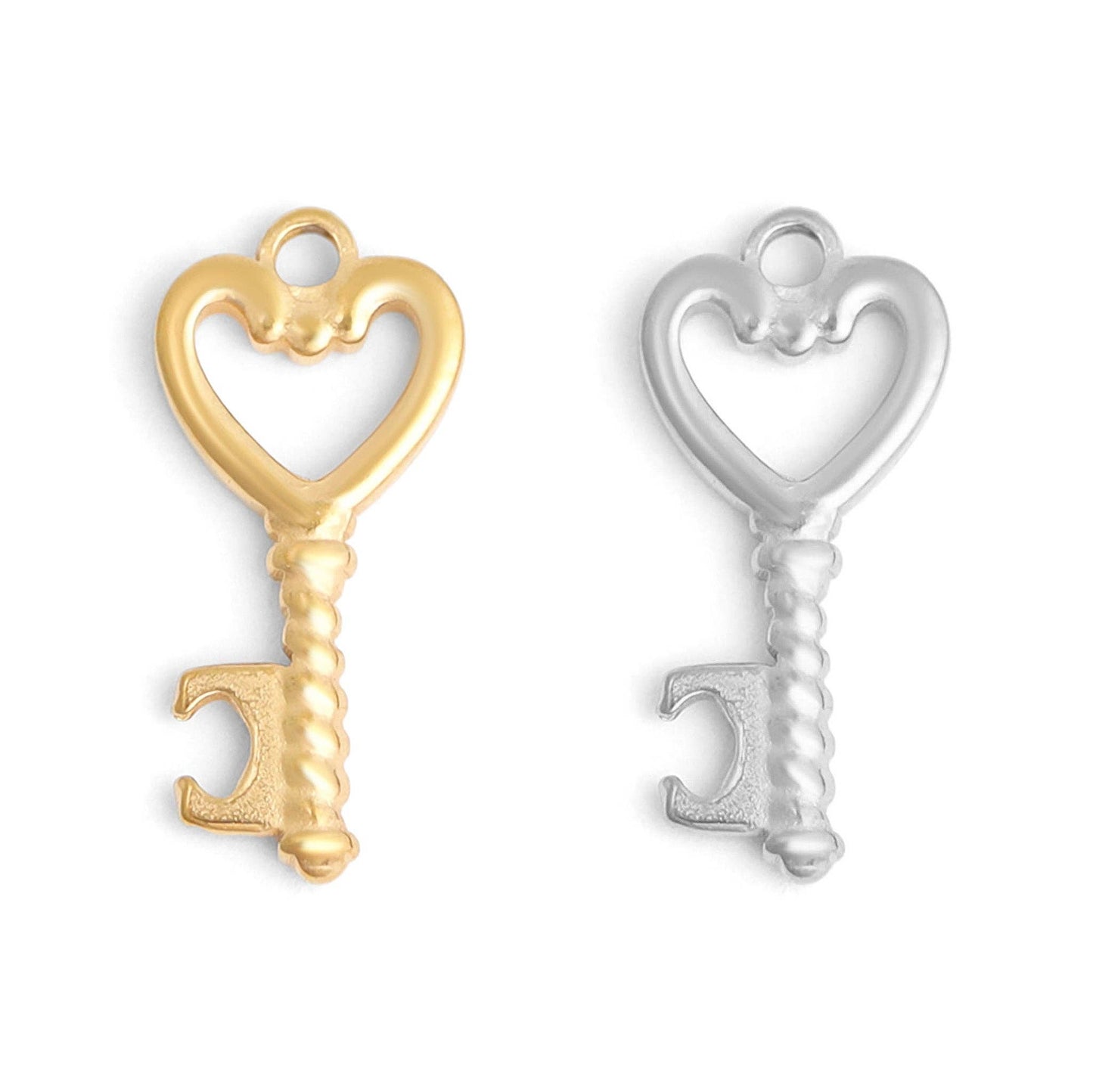 Heart Key Charm: Stainless