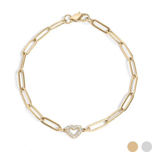 Heart Paperclip Charm Bracelet