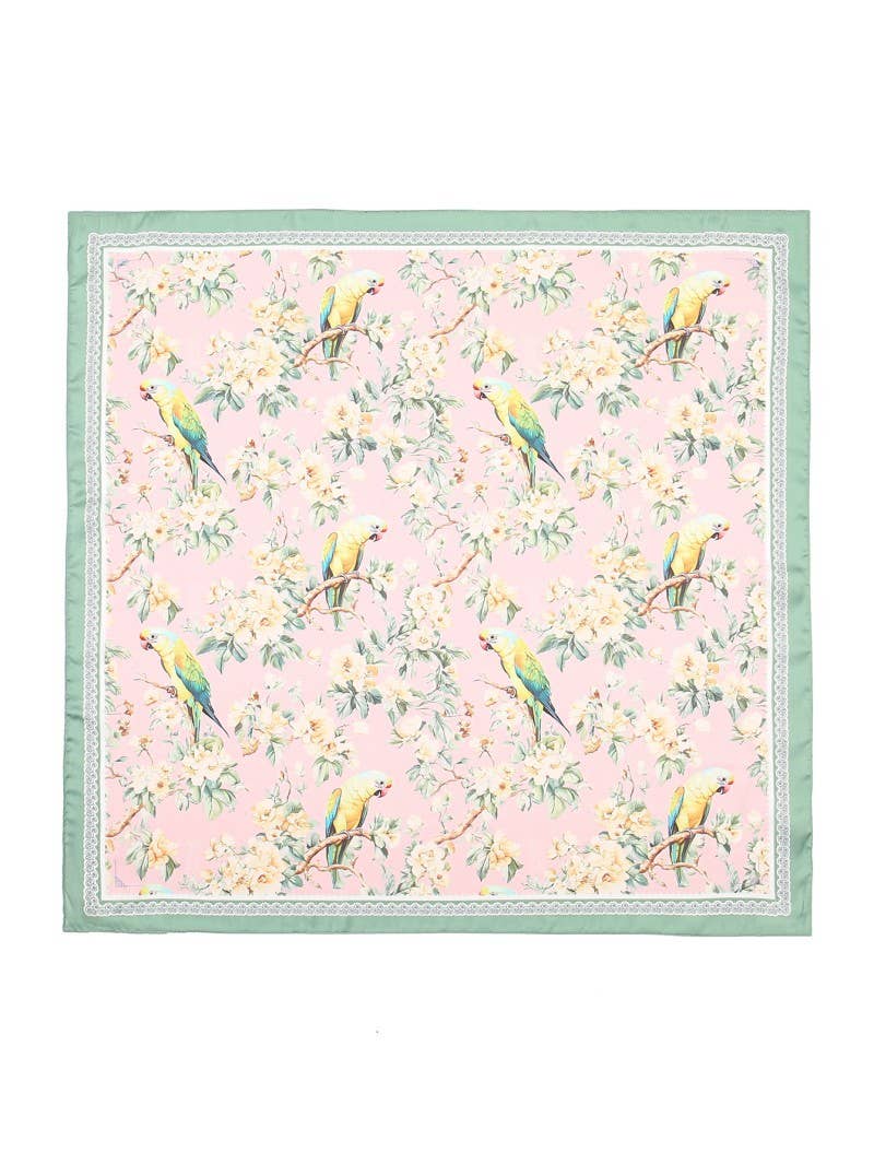 FLORAL BIRD PRINT BANDANA SCARF