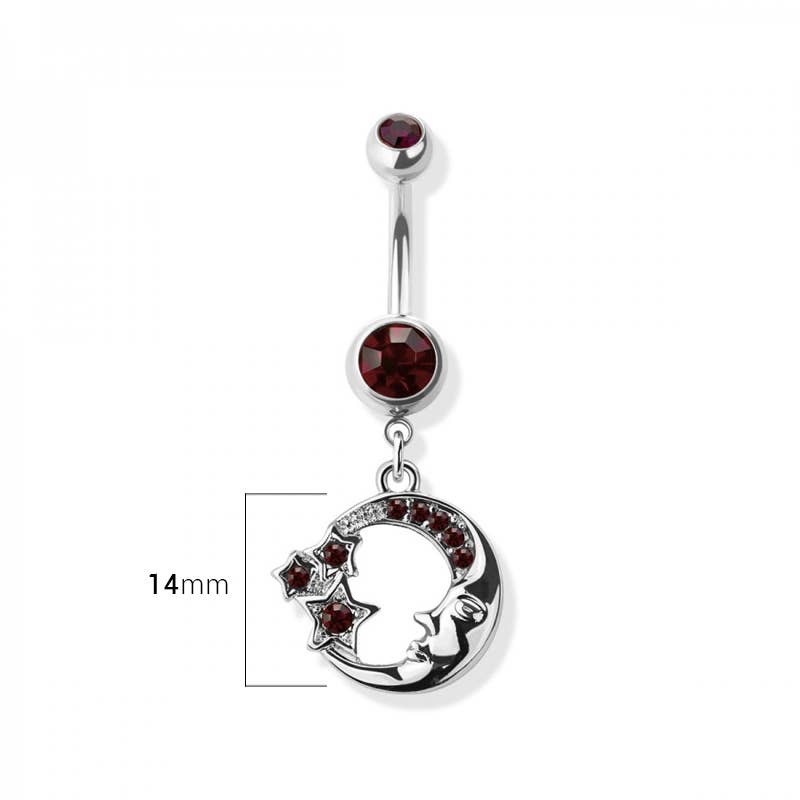 STAR AND MOON BELLY BUTTON RING: GOLD 14g