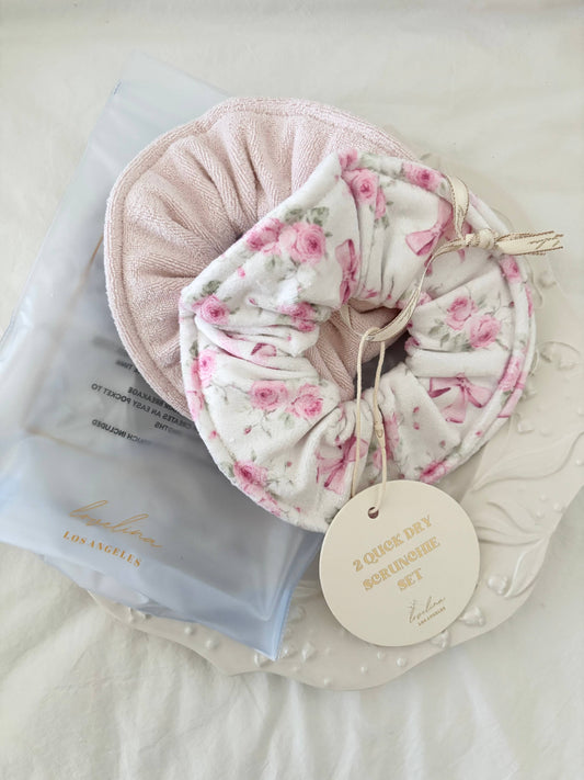 Quick Dry Jumbo Hair Towel Scrunchies: Rose&Bow