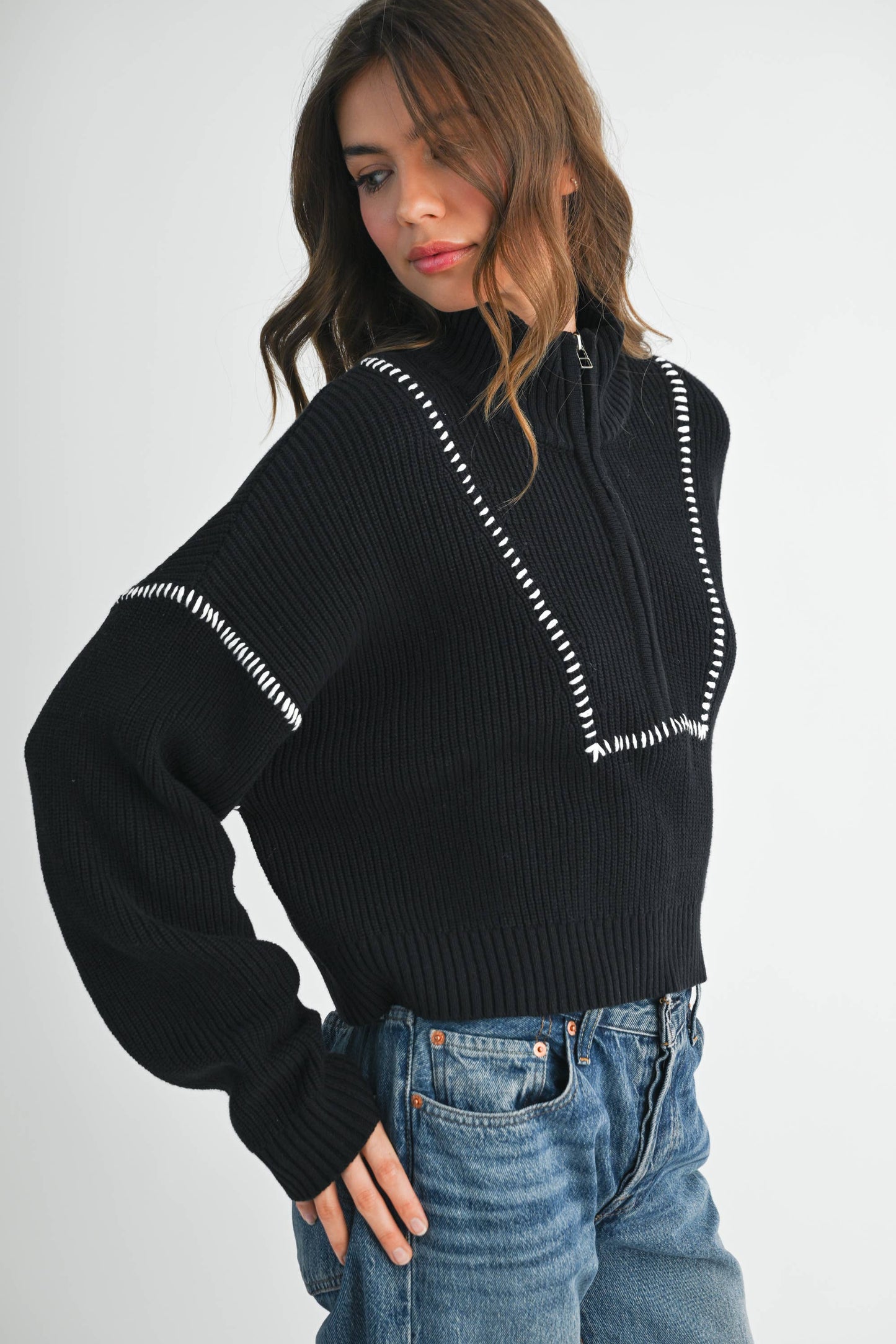 Stitch Quarter-Zip Sweater