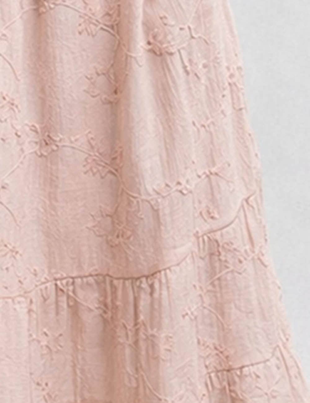 Embroidered Blush Midi Dress