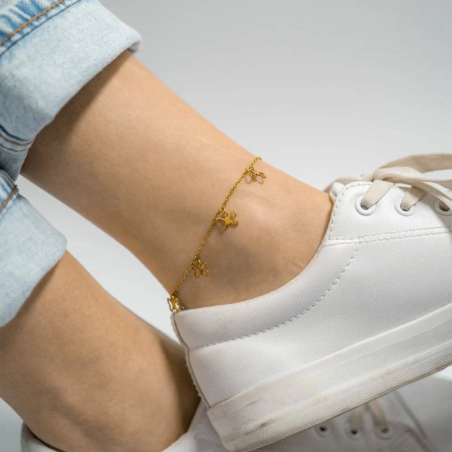 18K Butterfly Charm Anklet