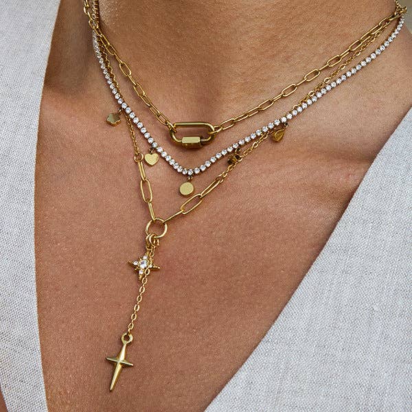 Gold Plated Cross Choker Necklace