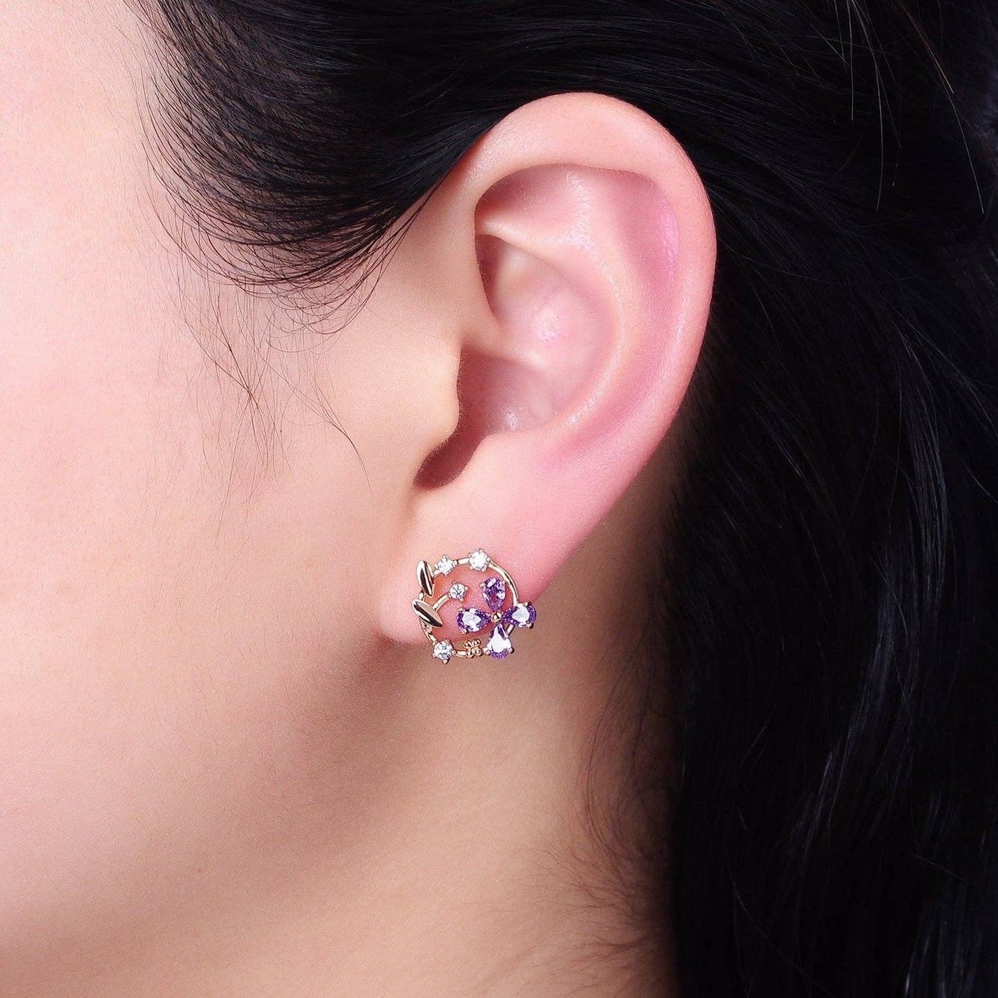 Flower Garden Stud Earrings Pink