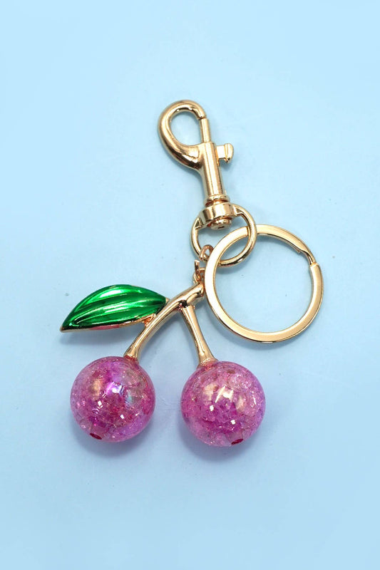 PEARLIE CHERRY KEYCHAIN BAG CHARM Pink
