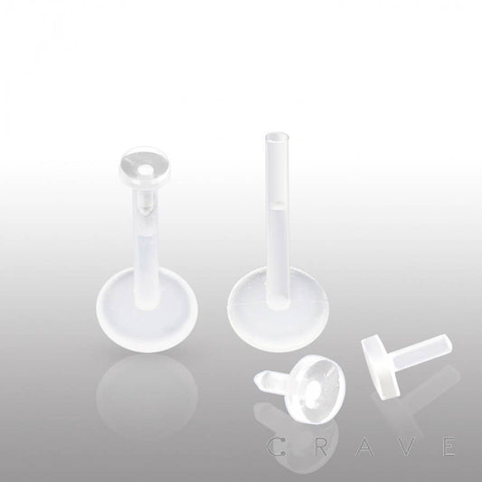 CLEAR BIOFLEX SILICON PUSH IN RETAINER WITH 2.5MM TOP: Clear-16GA (1.2mm)-5/16" (8MM)-2.5mm