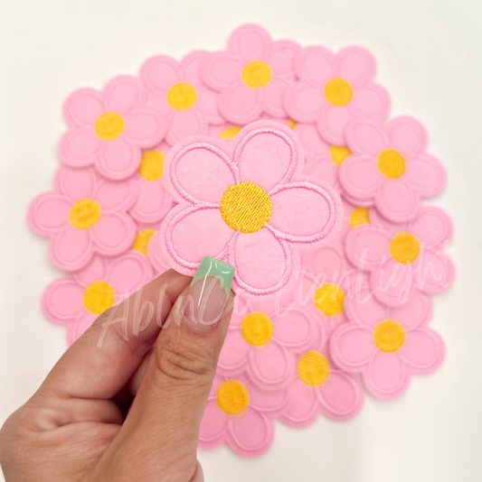 3” light pink daisies embroidery patch