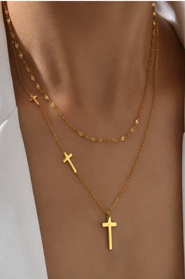 18K TARNISH FREE CROSS NECKLACE