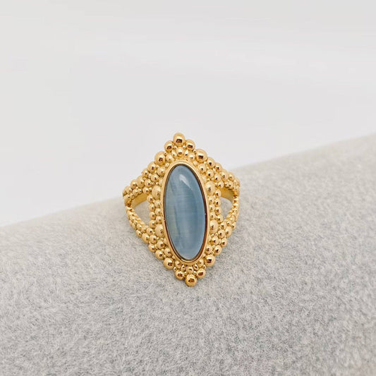 18K Cat's Eye Ring- Gold/Blue