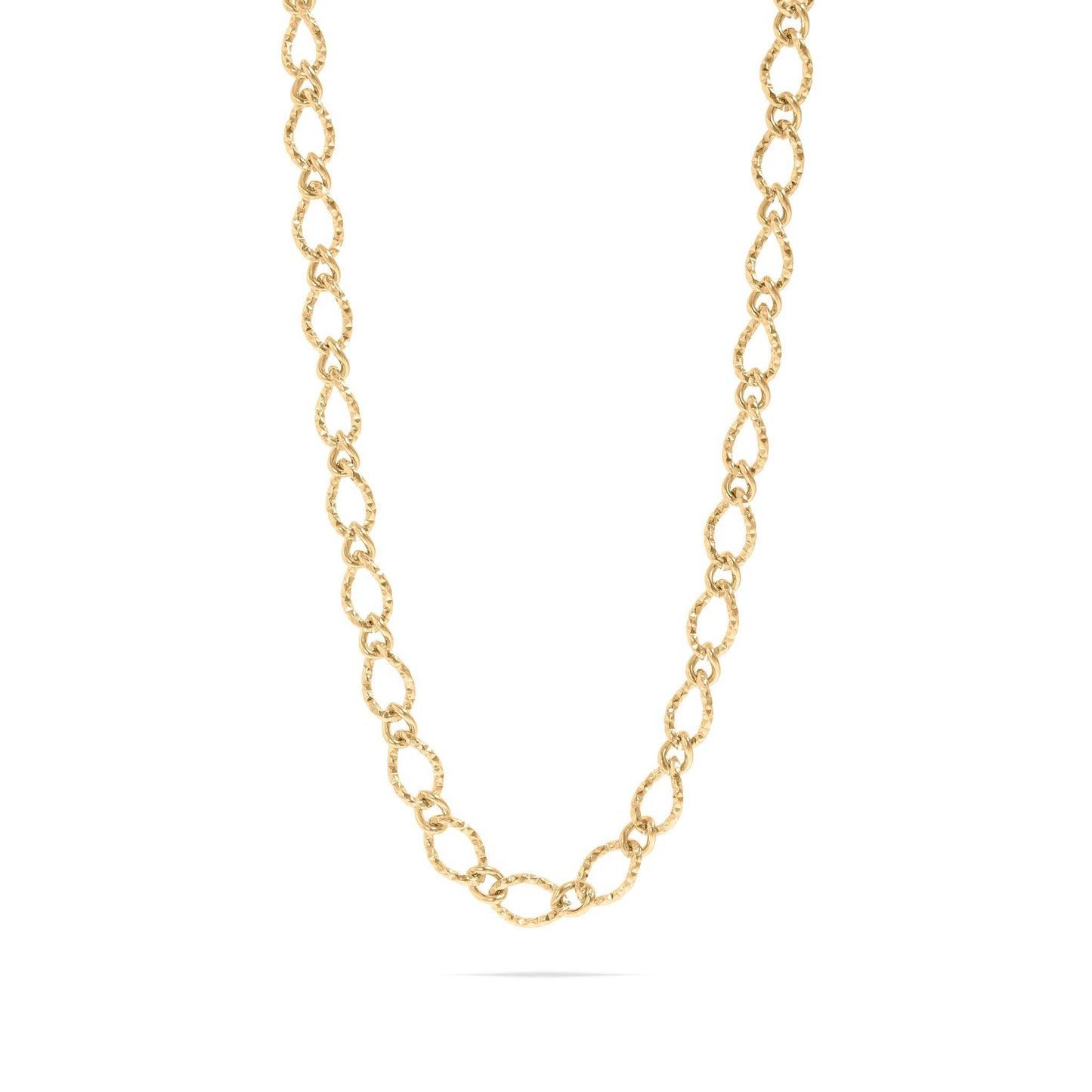 Stainless Steel Hammered Oval Chain Necklace: Gold / 16+2"