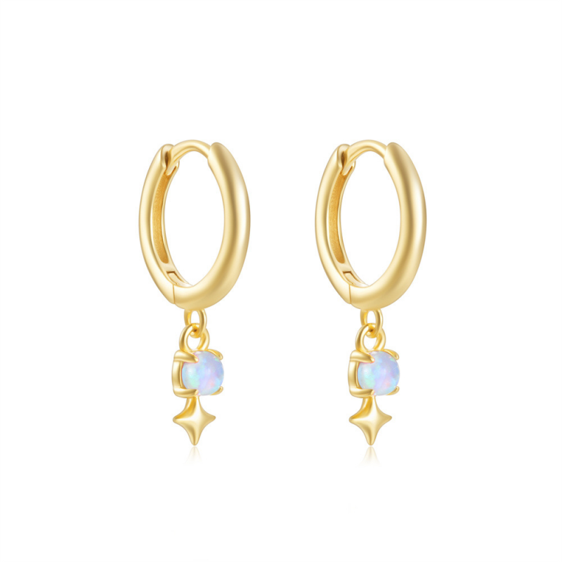Dainty Opal Star Hoops