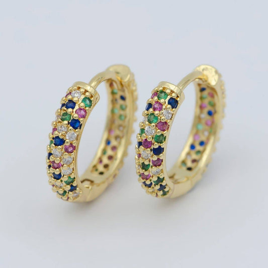 Gold Filled multicolor Huggie Earrings
