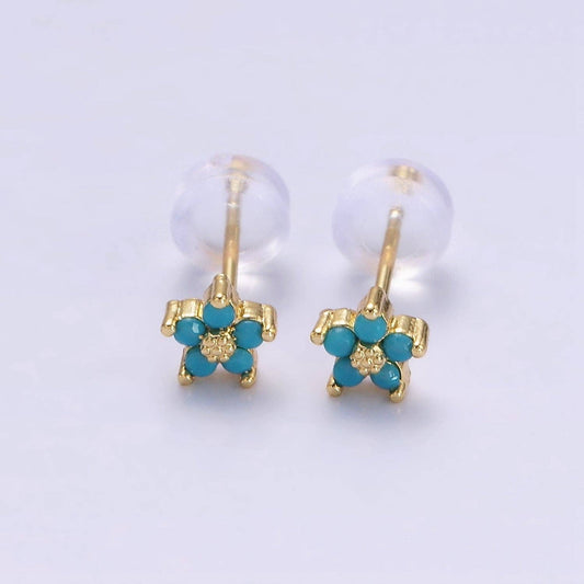 Flower Stud Earrings Turqoise