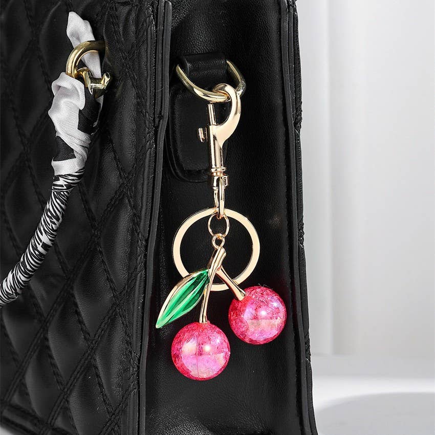 PEARLIE CHERRY KEYCHAIN BAG CHARM Pearl