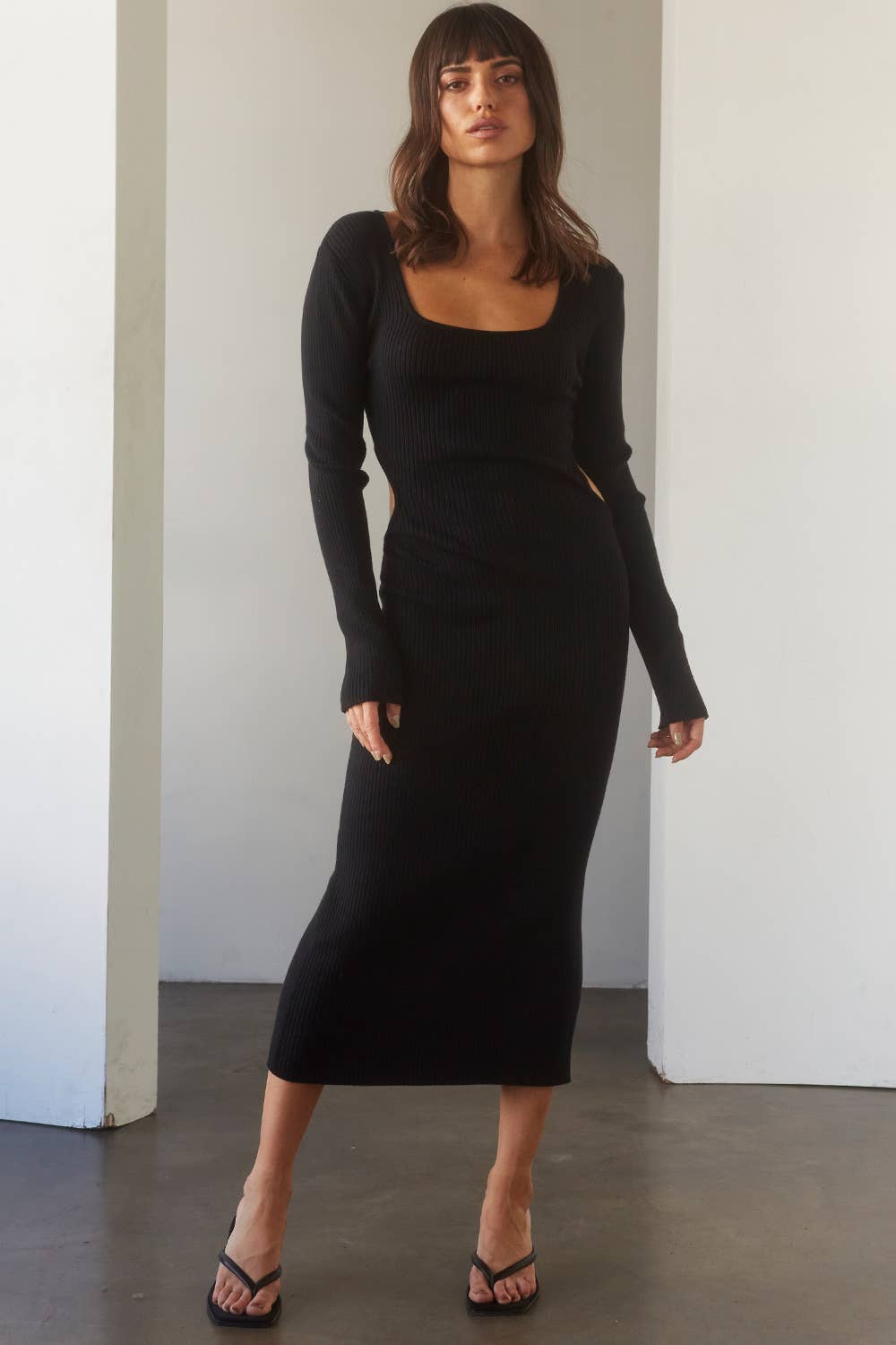 Hannah Cut-out Knit Dress in Black