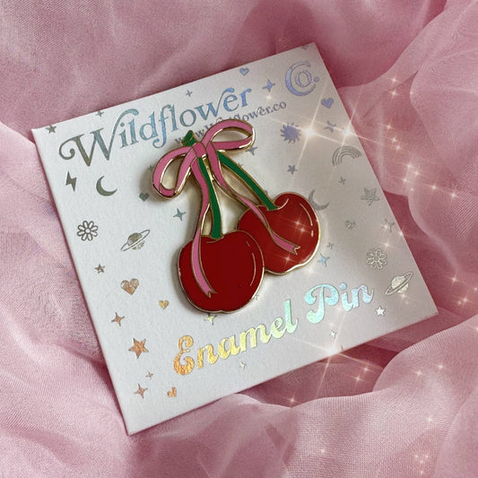 Cherry w. Bow Enamel Pin