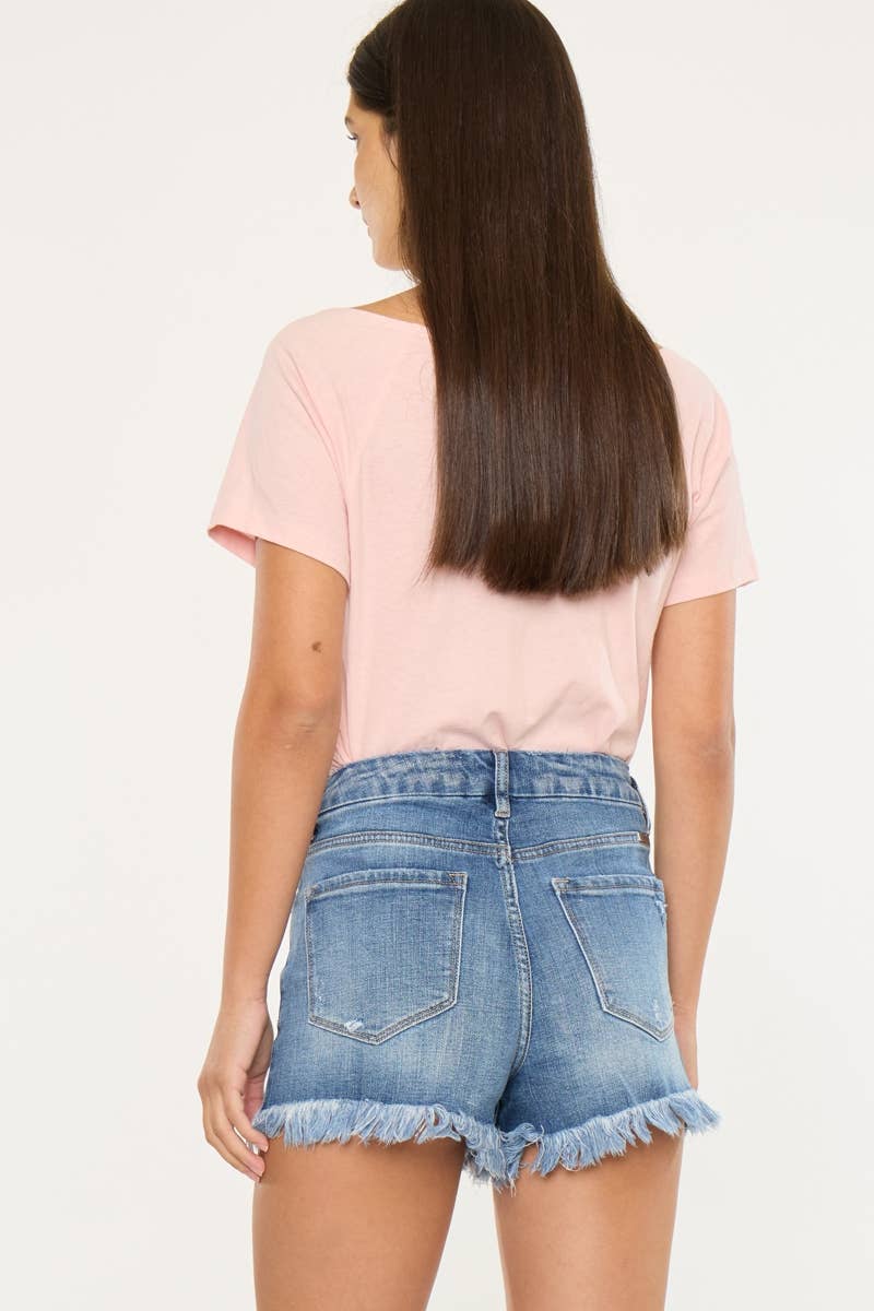 Medium High Rise Denim Shorts