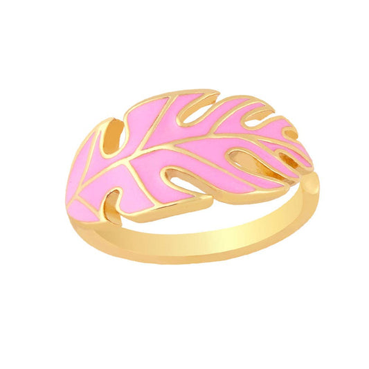 Bohemian Leaf Ring in Pink