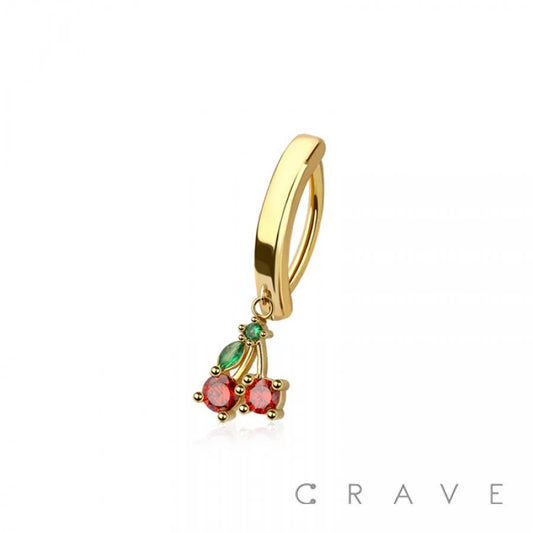 CHERRY RAIL CLICKER BELLY RING: GOLD