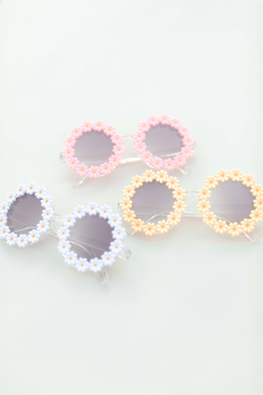 Mini Flower Sunglasses: White