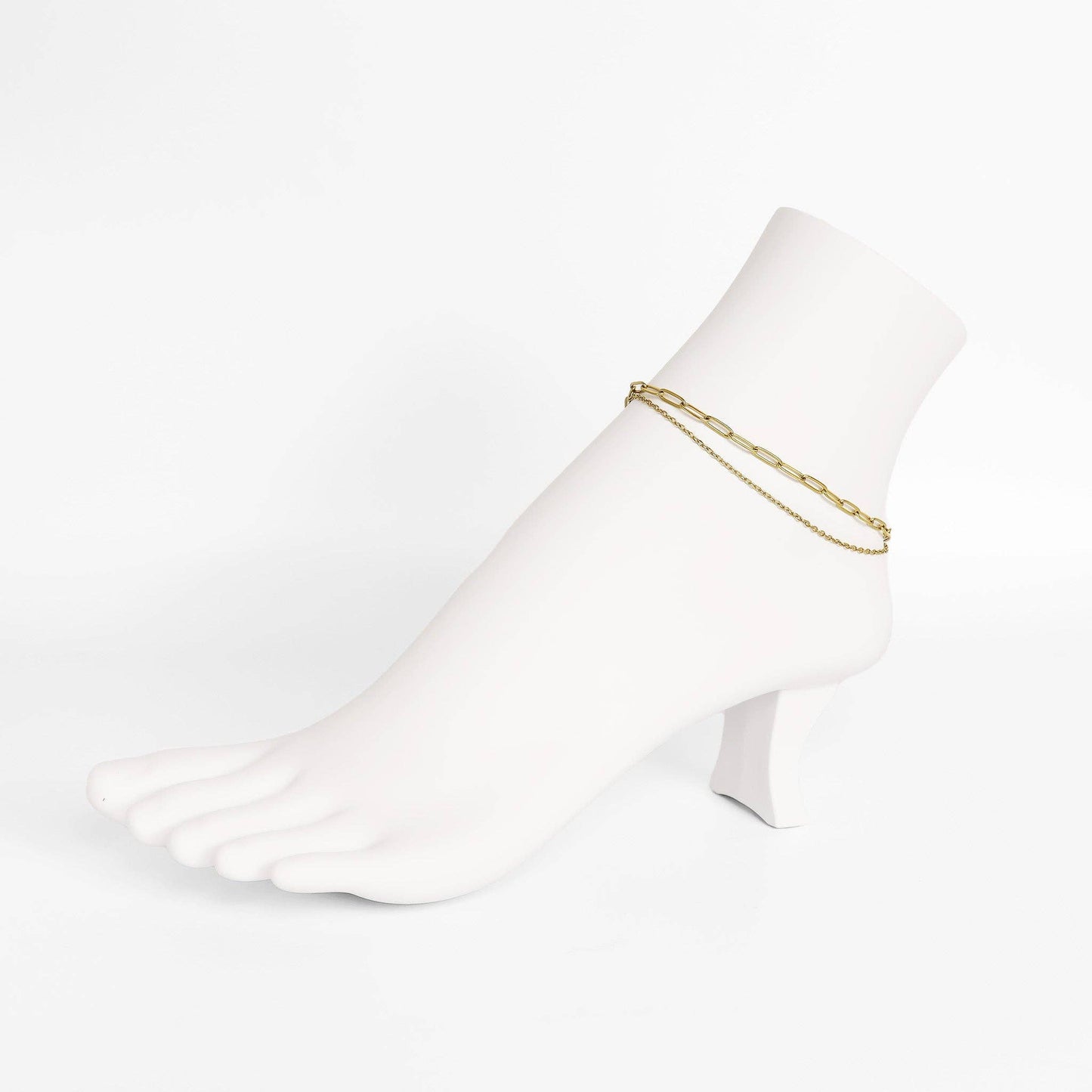 2 Row Paperclip Chain Anklet