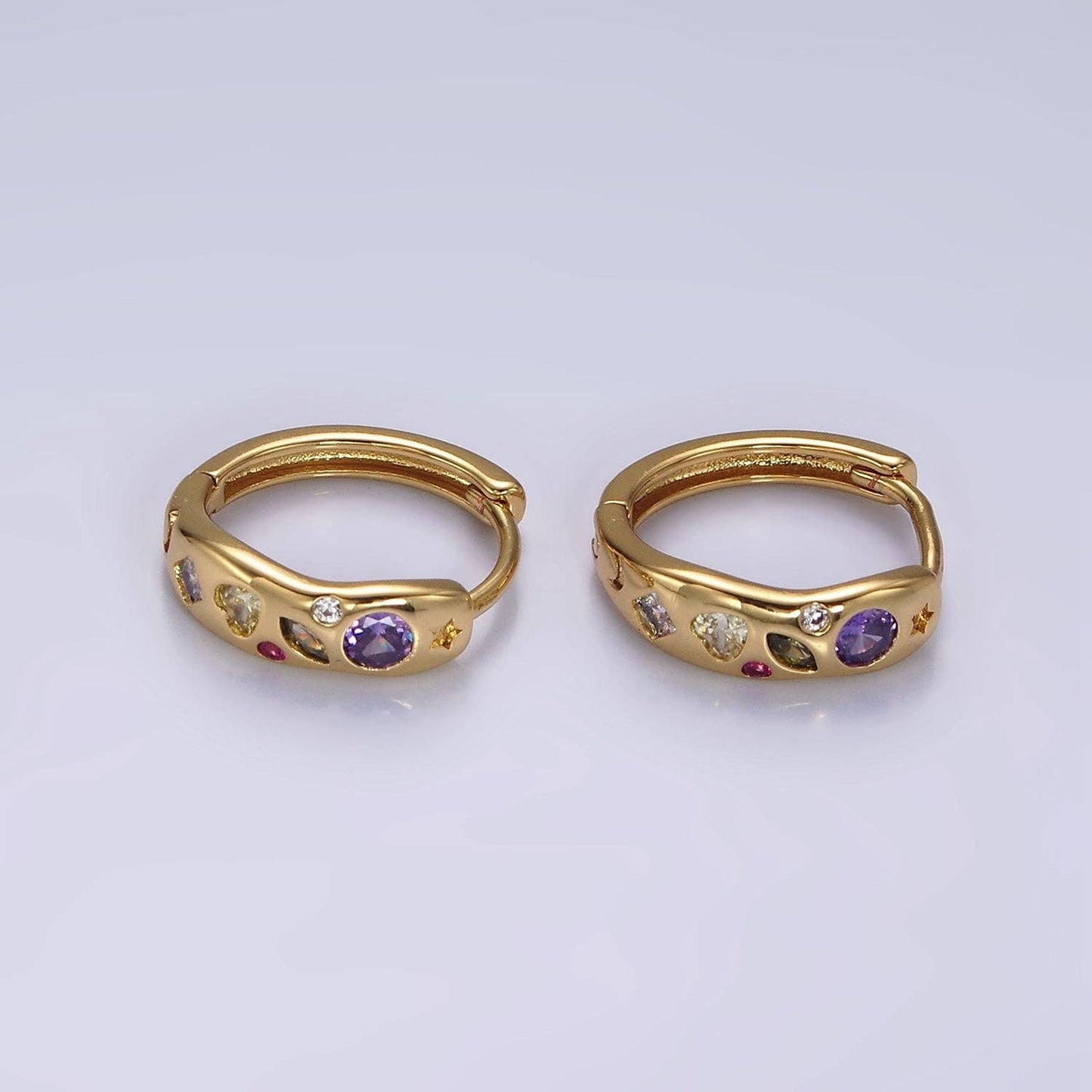 Multicolor Marquise Heart Huggies